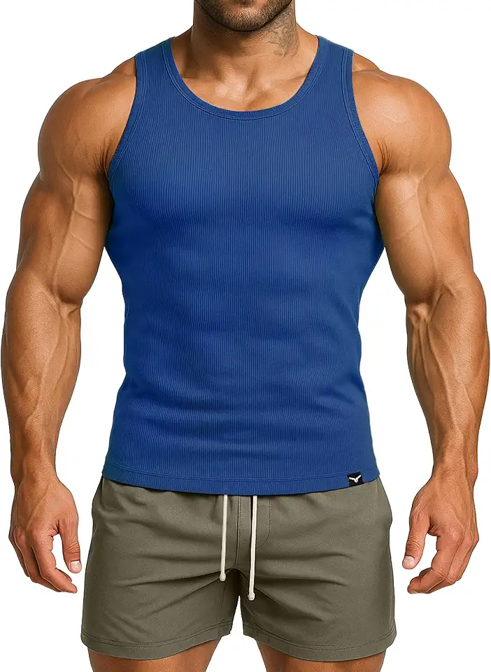 Men's Ribbed Workout Tank Top Muscle Shirt