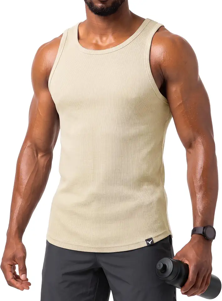 Men's Ribbed Workout Tank Top Muscle Shirt
