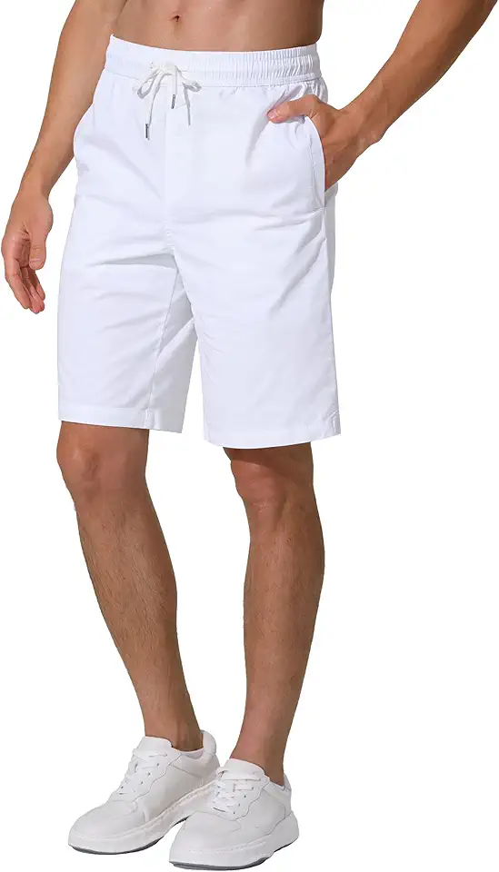 UIQUR Mens Shorts Casual Shorts Cotton Drawstring Summer Beach Stretch Twill Chino Golf Shorts