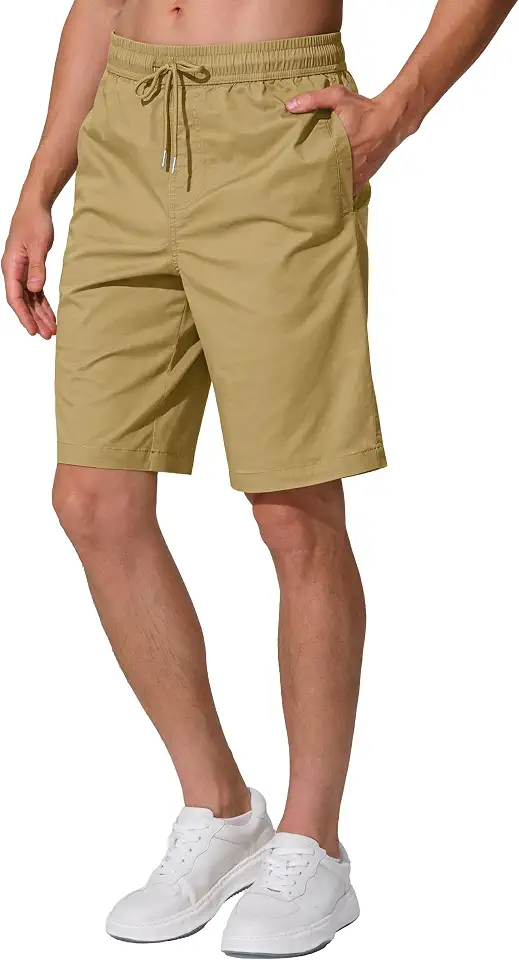 Men's Tan Khaki Drawstring Cotton Shorts