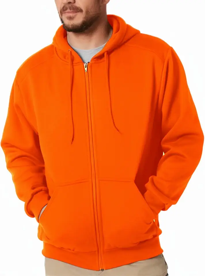 Mens Zip Up Hoodie Long Sleeve Fleece Full-zip Hooded Sweatshirt Pullover With Kangaroo Pocket S-3XL