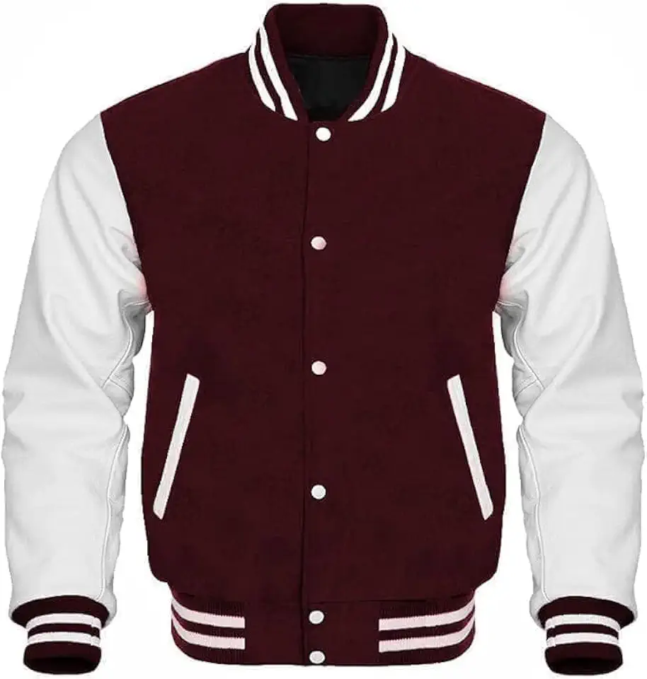 The Orchid Men's Varsity Leather Jacket Letterman, Wool and Leather Sleeves Multi-Colors