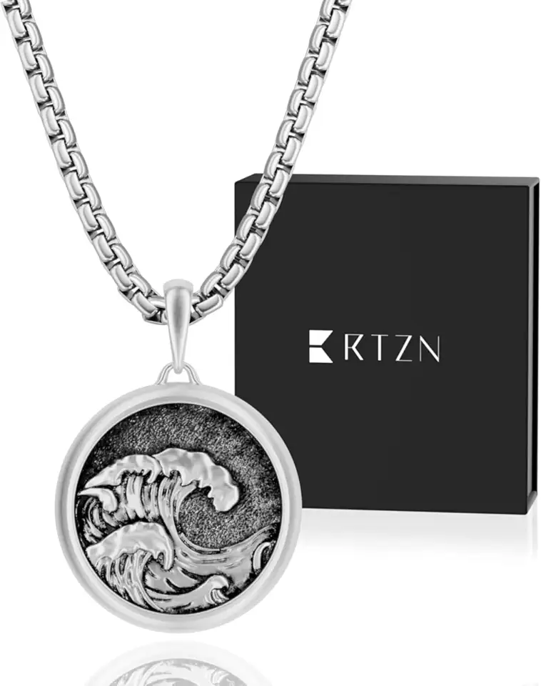 Pendant Necklace for Men – Premium Stainless Steel Silver Pendant Necklace with 22" Chain – Waterproof & Non-Tarnish Small Pendants for Men – Bold Symbols of Strength & Legacy