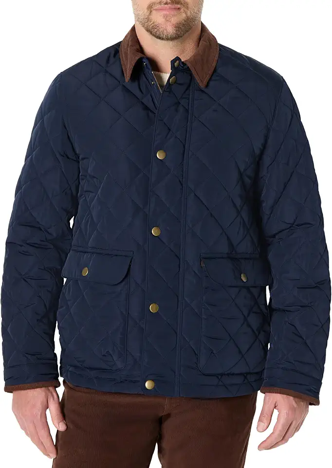 Men's Navy Quilted Collarless Liner Jacket
