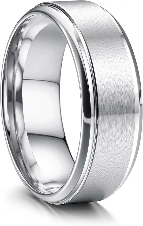 Jstyle 8MM Mens Wedding Band Stainless Steel Ring for Men Women Size 6-14