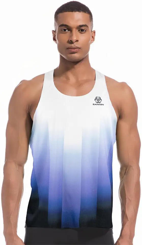 Sanken Men's Gym Running Singlet Ultra Lightweight Seamless Quick Dry Shirt