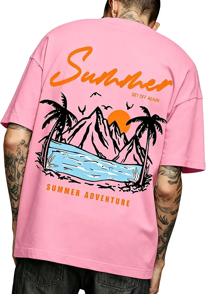 Men's Oversized Graphic Tee Y2k Graffiti Print Short Sleeve Summer Casual Rapper Streetwear T-Shirt