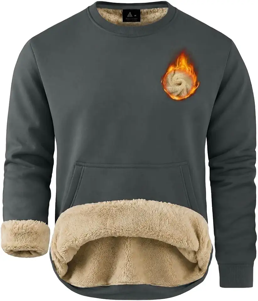 ZITY Men's Flee Lined Sweatshirt Thick Sherpan Sweatshirts Kangaroo Pocket