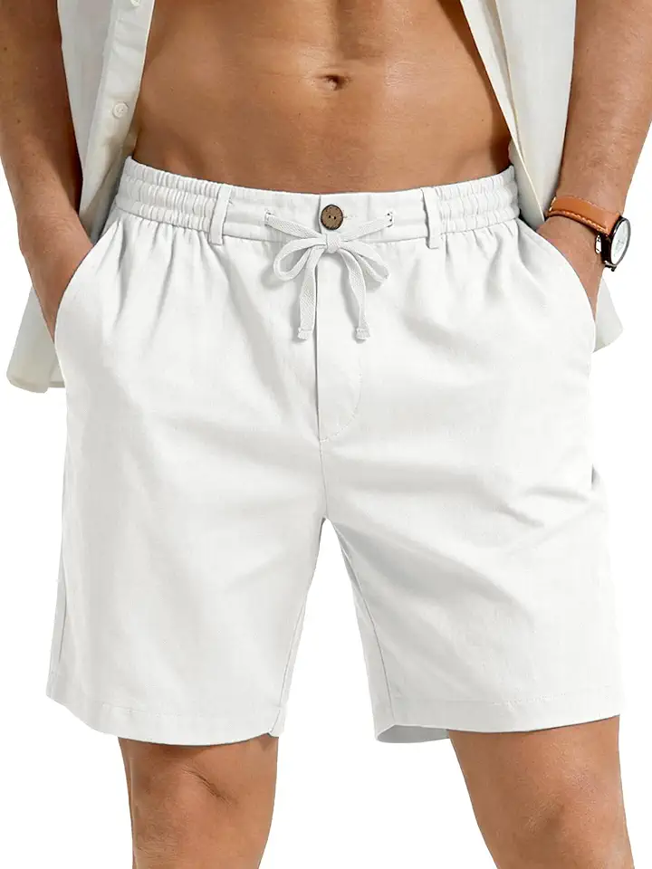 Men's Off White Stretch Chino Shorts