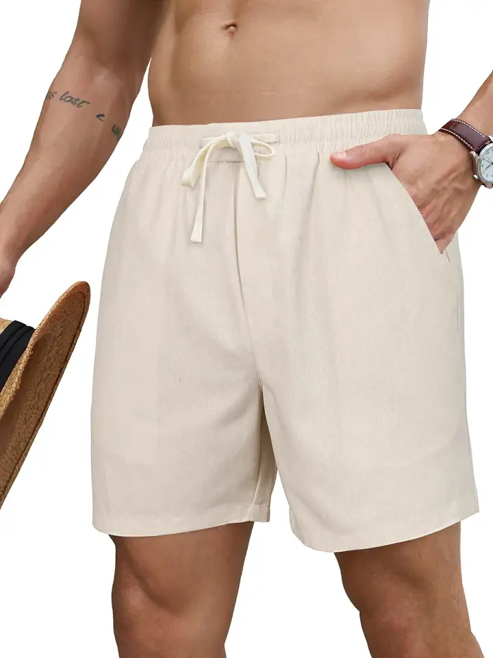 Men's Off White Tailored Linen Shorts
