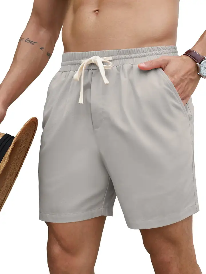 Men's Grey Washed Cotton Canvas Shorts