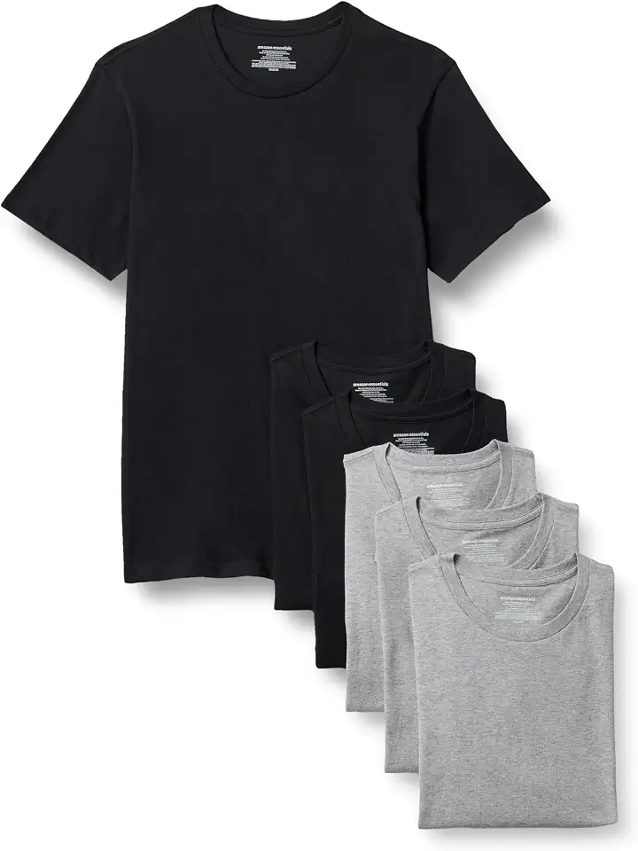 Amazon Essentials Men's Slim Fit Crewneck Undershirts, Pack of 6