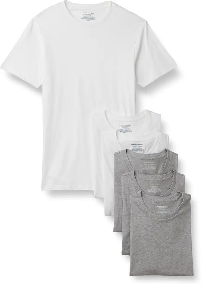 Amazon Essentials Men's Slim Fit Crewneck Undershirts, Pack of 6