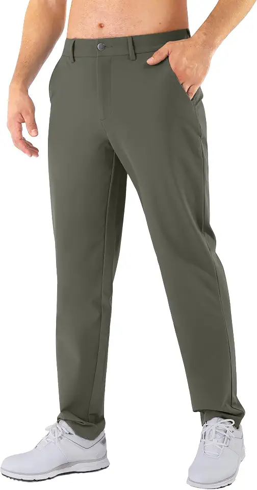 Mens Golf Pants Stretch Classic Fit Dress Pants 30"/32"/34" Quick Dry 6 Pockets Water-Resistant Casual Trousers