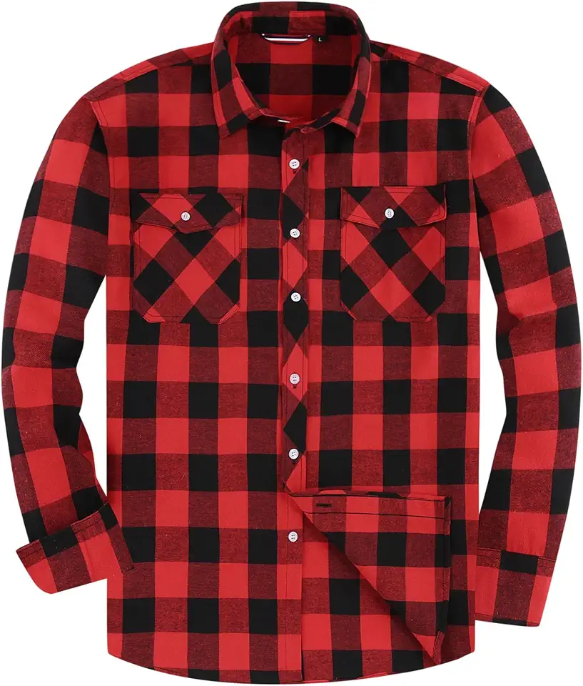 JupiterSecret Mens Flannel Plaid Shirts Long Sleeve Button Down Shirt