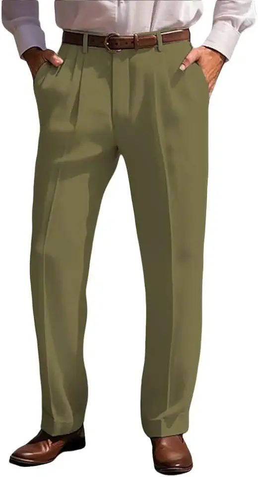 Men's Linen Casual Pants Adjustable Waist Straight Leg Pants Rolled Hem Breathable Summer Beach Vacation Trousers