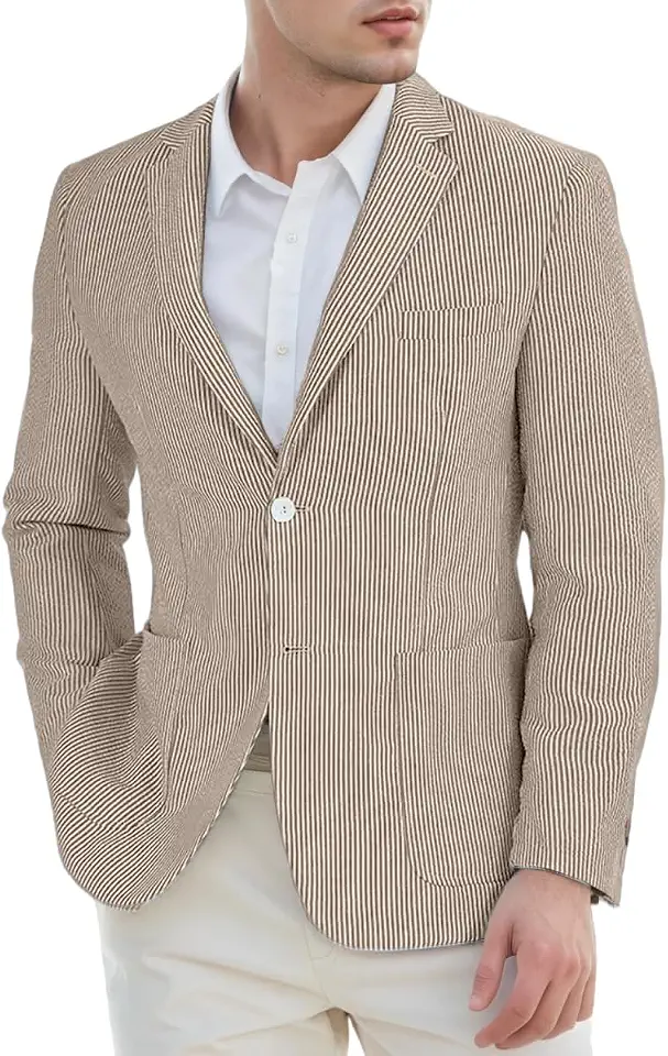 Global Recycled Standard Seersucker Mens Suit Jacket Slim Fit Striped Tux Jacket Blazer for Men