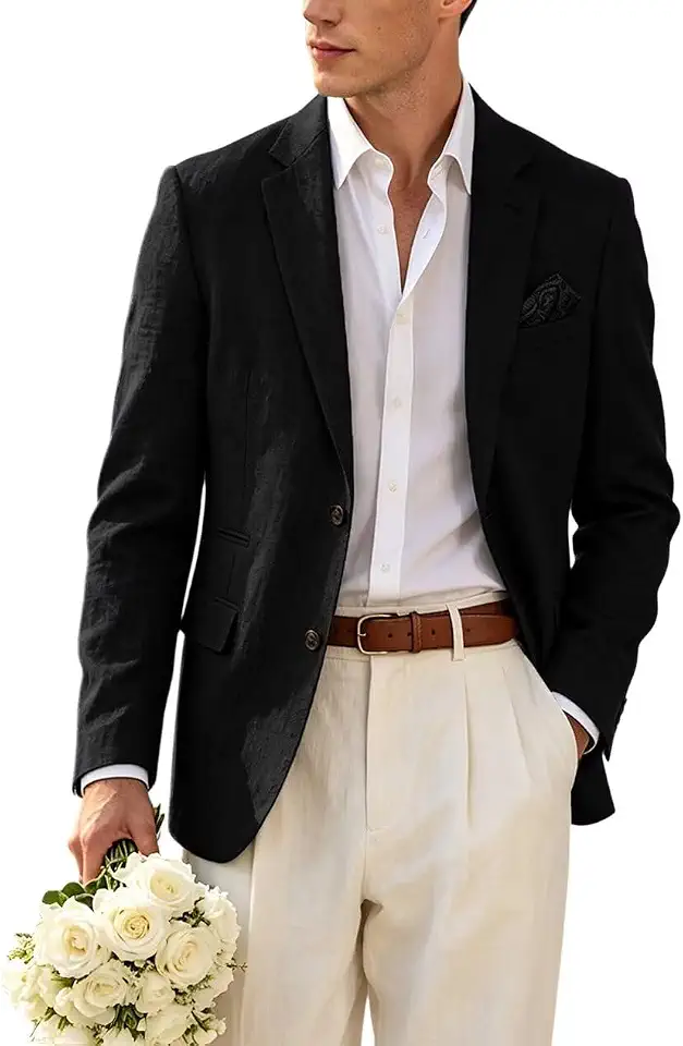 Mens Suits Linen Casual Blazer Lightweight Linen Sport Coat Jacket