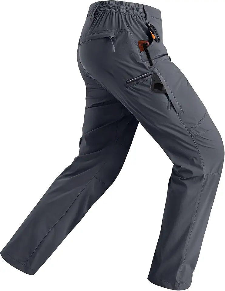 Rapoo Mens Hiking Pants Lightweight Water Resistant Breathable Nylon Cargo Pants with 6 Pockets