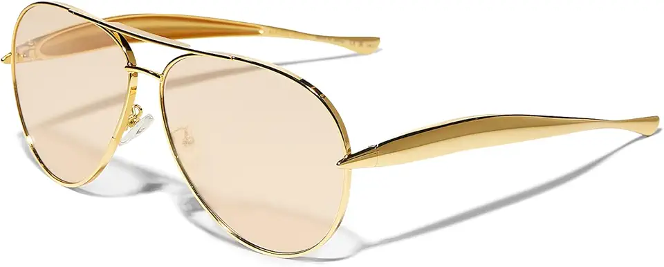 GUVIVI Retro Gold Aviator Sunglasses for Women Men 70s Metal Sun Glasses