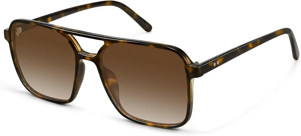 Men's Tortoiseshell Square Acetate Sunglasses