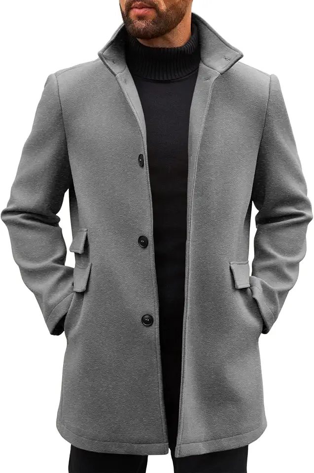 Men's Forest Green Wool Overcoat