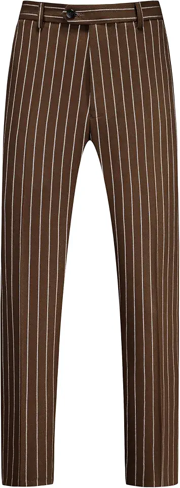 MOGU Men’s Striped Slim Fit Dress Pants – Lightweight Flat Front Pinstripe Suit Trousers, Business Casual Slacks