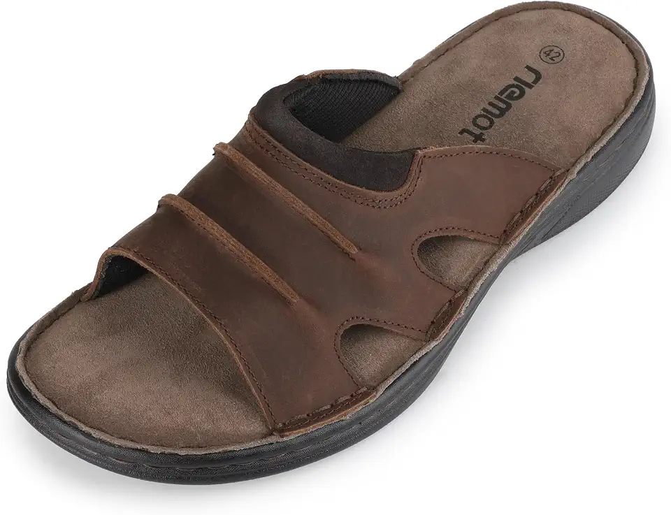 Men's Dark Brown Suede Slide Sandals