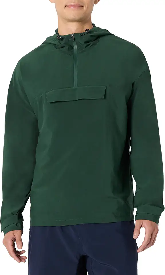 Men's Green Khaki Colorblock Half Zip Anorak Jacket