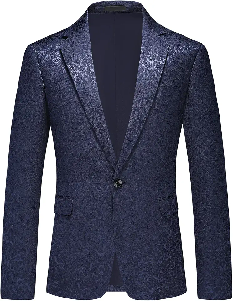 Paisley Blazer for Men One Button Slim Fit Dress Suit Jacket