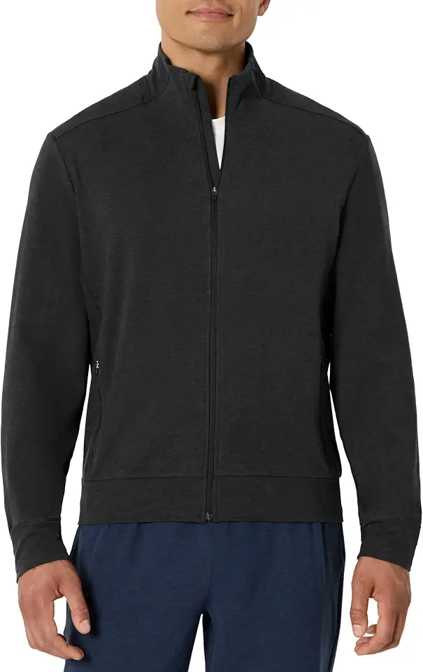 Amazon Essentials Men's Athletic Soft Performance Lightweight Zip Up Gym Workout Jacket, Moisture-Wicking, 4-Way Stretch