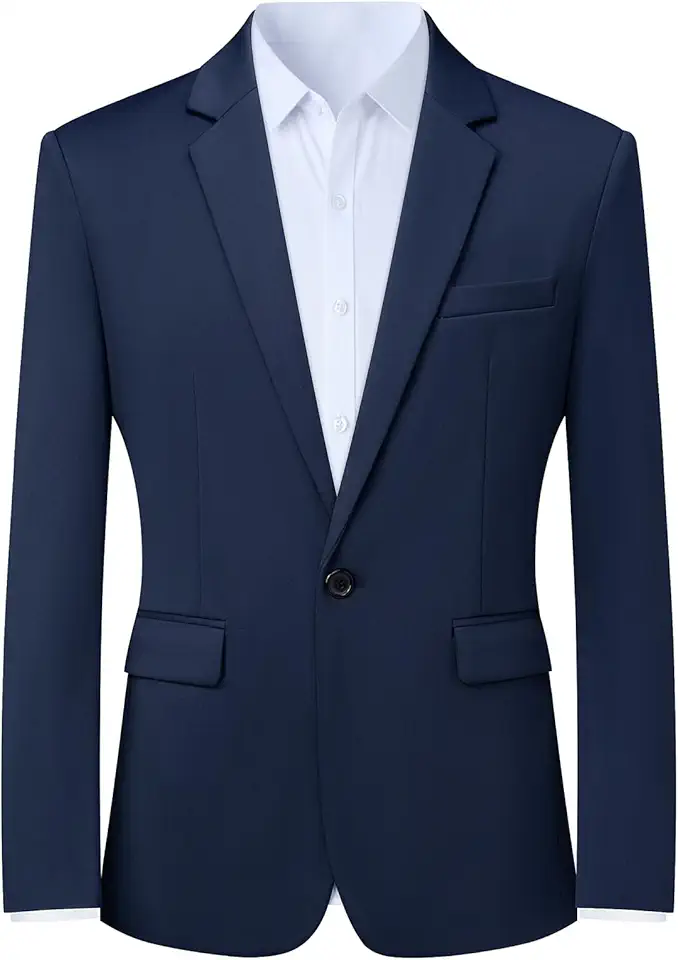 Men's Slim Fit Navy Wool Blazer