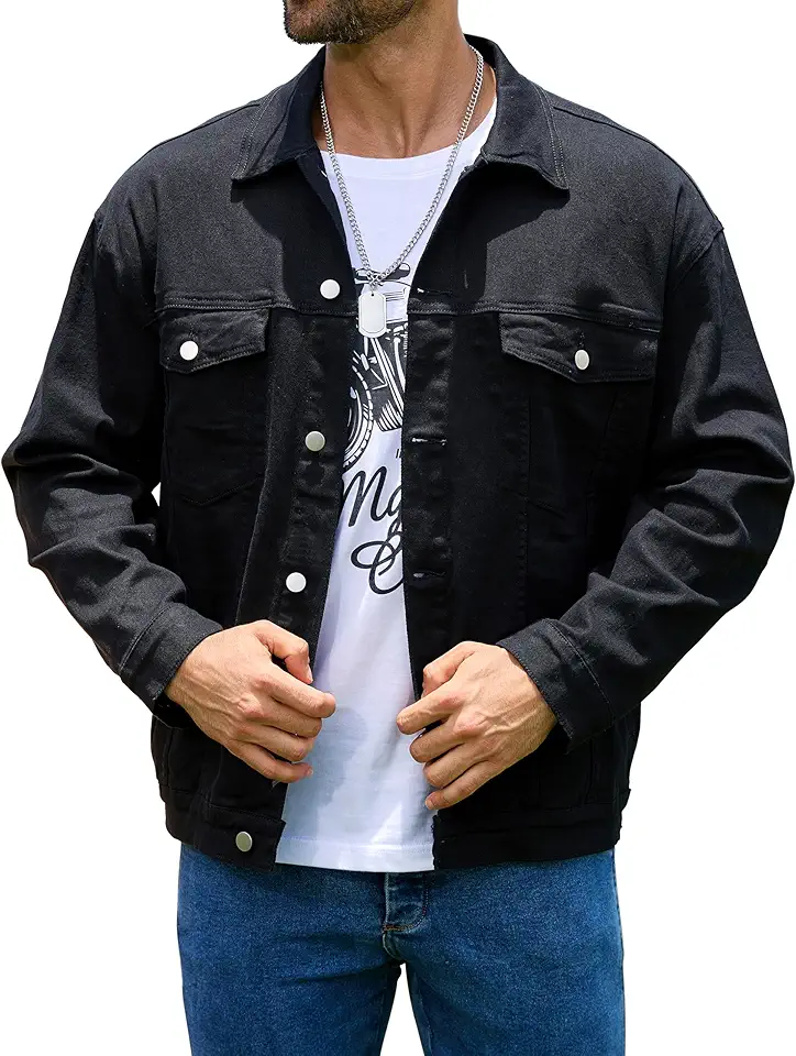 Bindefon Denim Jackets for Men Trucker Jean Jacket Unlined Coats Spring Fall Outfits
