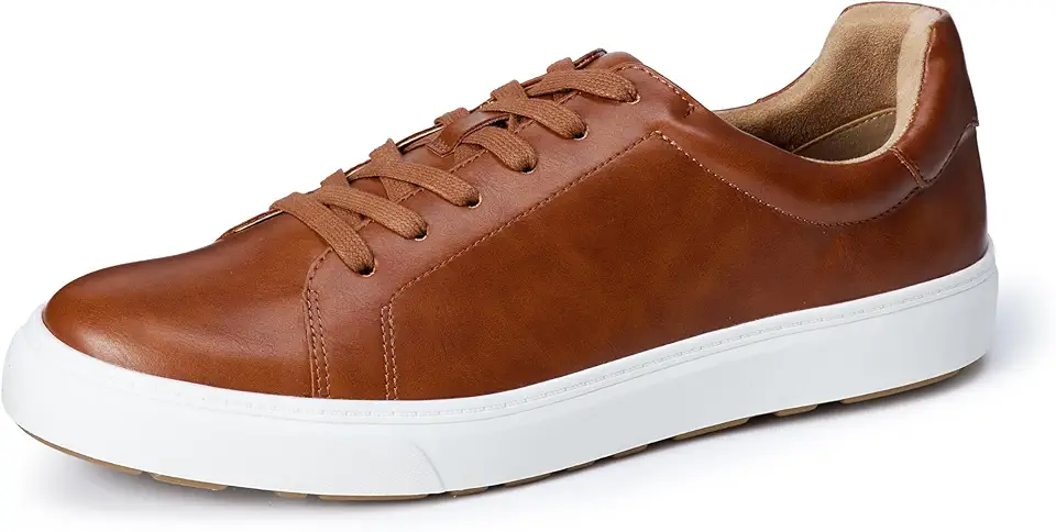 Men's Tan Leather Low Top Sneakers