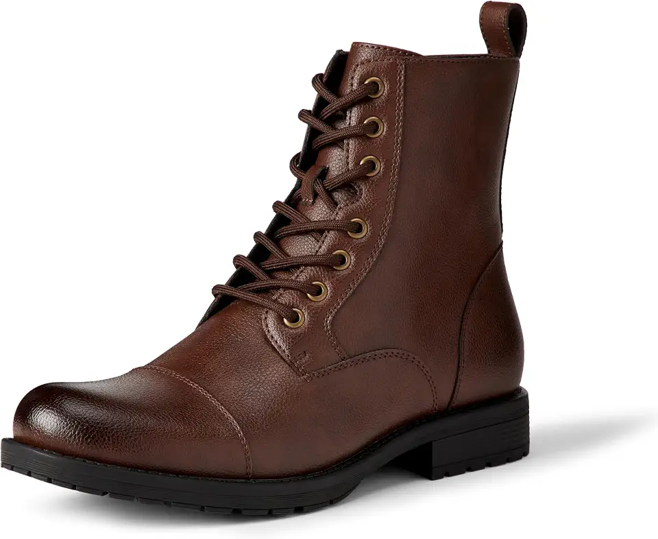 Men's Dark Brown Leather Cap Toe Boots