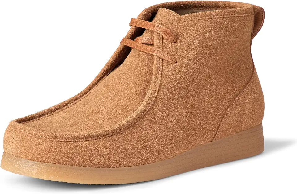 Men's Tan Suede Moc Toe Work Boots