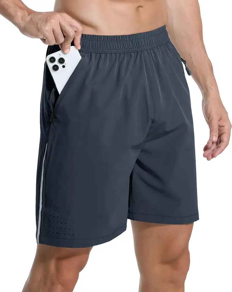 Men's Stone Grey Athletic Gym Shorts