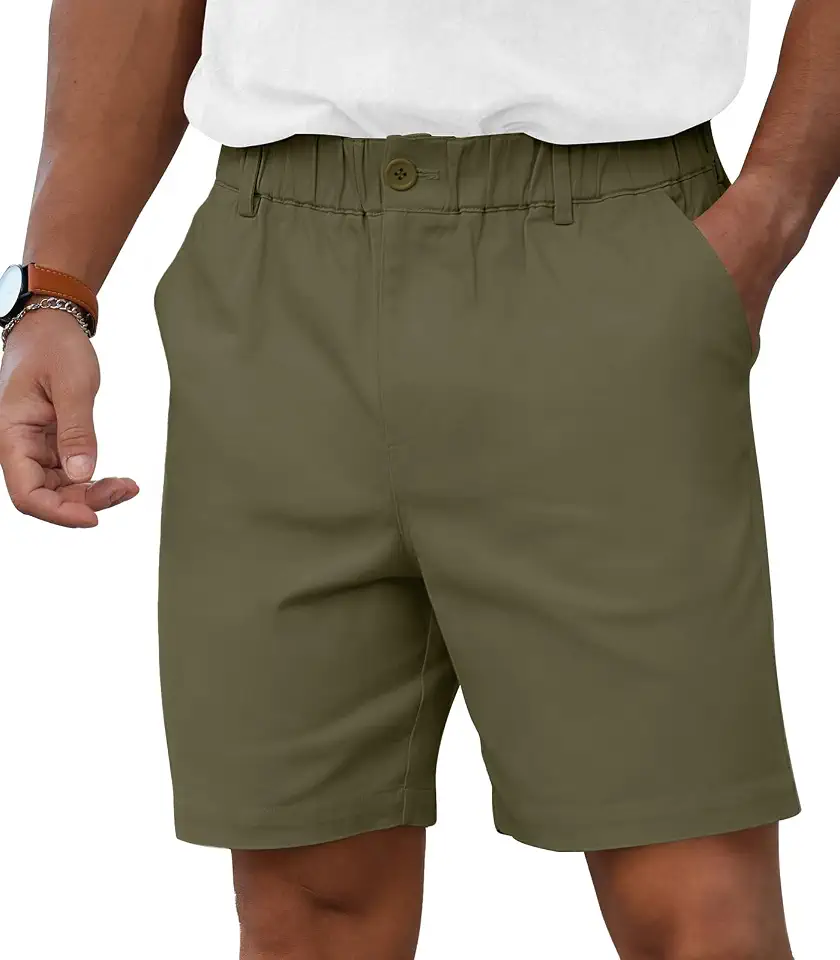Men's Regular Fit Olive Green Chino Shorts