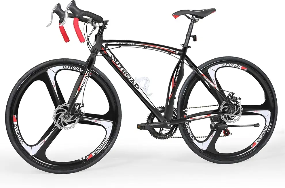 Max4out 700C Wheel Road Commuter Bike, 14 Speed Shifter, Dual Disc Brakes Racing Bicycle with Light Aluminum Alloy Frame for Adult Men and Women