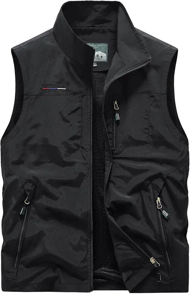 Lightweight Outdoor Vest Jacket for Men, Windbreaker for Golf, Safari, Travel, Fishing, Hiking