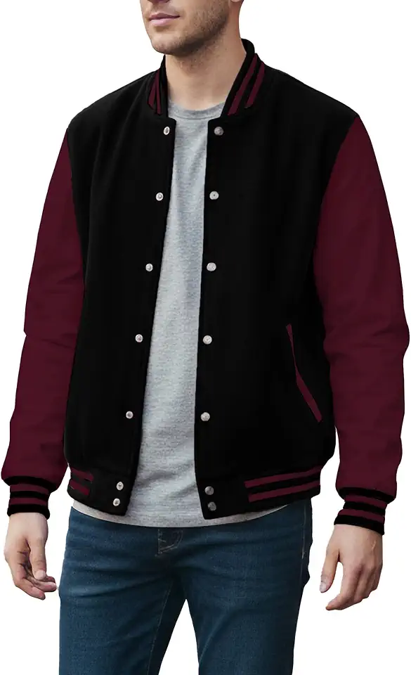 Fashion Varsity Jacket Men Casual Fleece Baseball Letterman Jackets