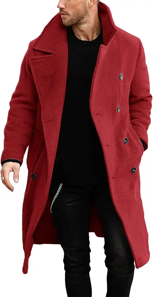 Makkrom Mens Double Breasted Trench Coat Business Casual Winter Overcoats