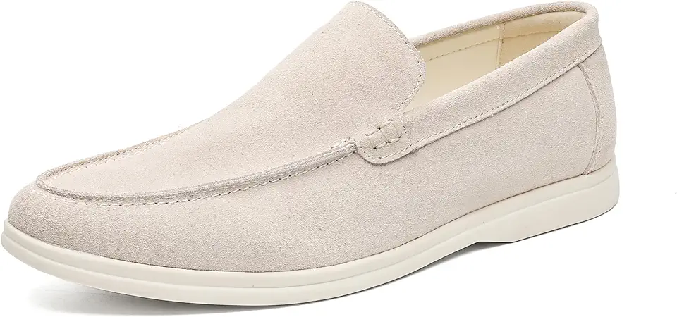 Santimon Men's Suede Loafers Slip-On Casual Shoes Soft Flat Sole Comfortable Driving Office Shoe