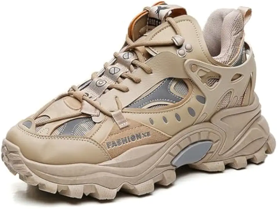 Men's Fashion Leather High Top Lace Up Chunky Platform Sneakers Casual Non Slip Round Toe Driving Walking Jogging Tennis Training Shoes