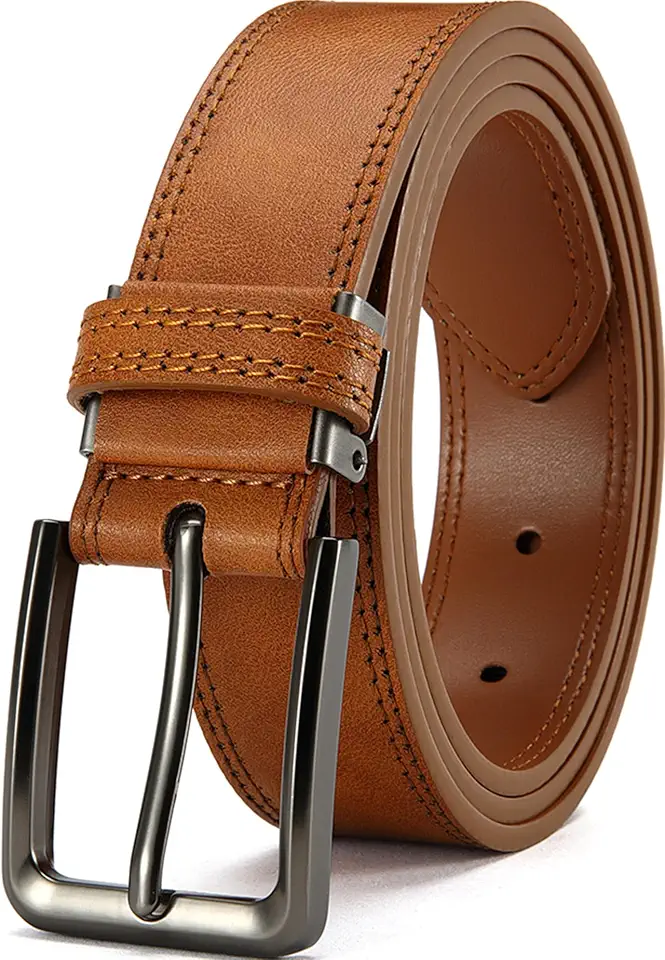 Men's Cognac Brown Leather Casual Belt