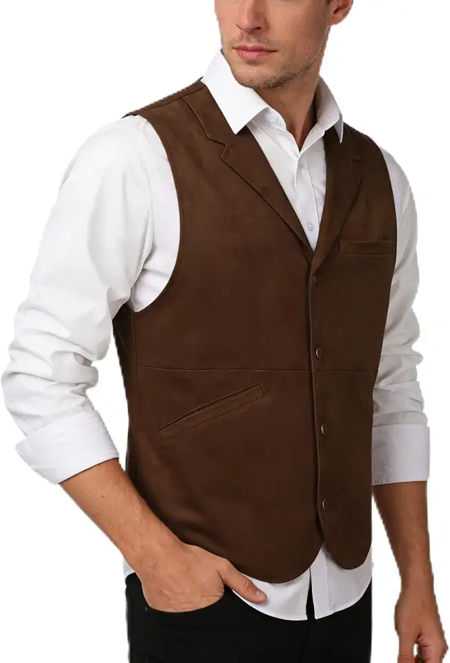 Western Cowboy Vest Men, Adult Suit Vest, Faux Leather Western Casual Vest, Formal Wedding Suit Vest