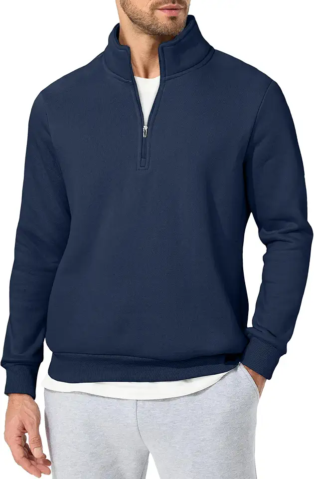 Men's Navy Quarter Zip Fleece Pullover