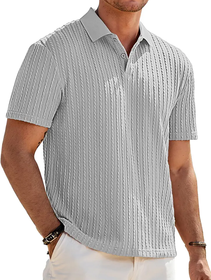 Global Recycled Standard JMIERR Men's Textured Polo Shirt Short Sleeve Casual