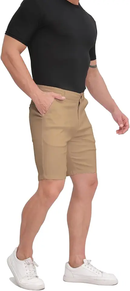 ALLELMS Mens Shorts Slim Fit Stretch 9 Inch Inseam Chino Golf Shorts Pants