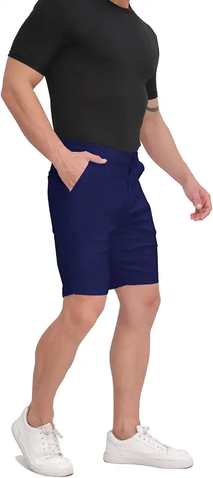 ALLELMS Mens Shorts Slim Fit Stretch 9 Inch Inseam Chino Golf Shorts Pants